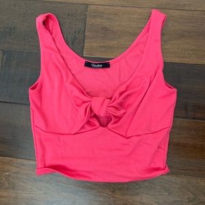 Neon pink cropped tank top